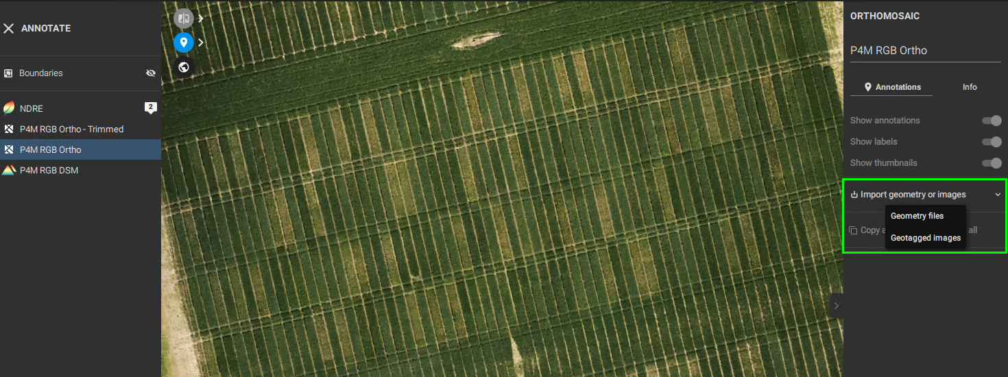 How to use annotations for trial plot operations - PIX4Dfields